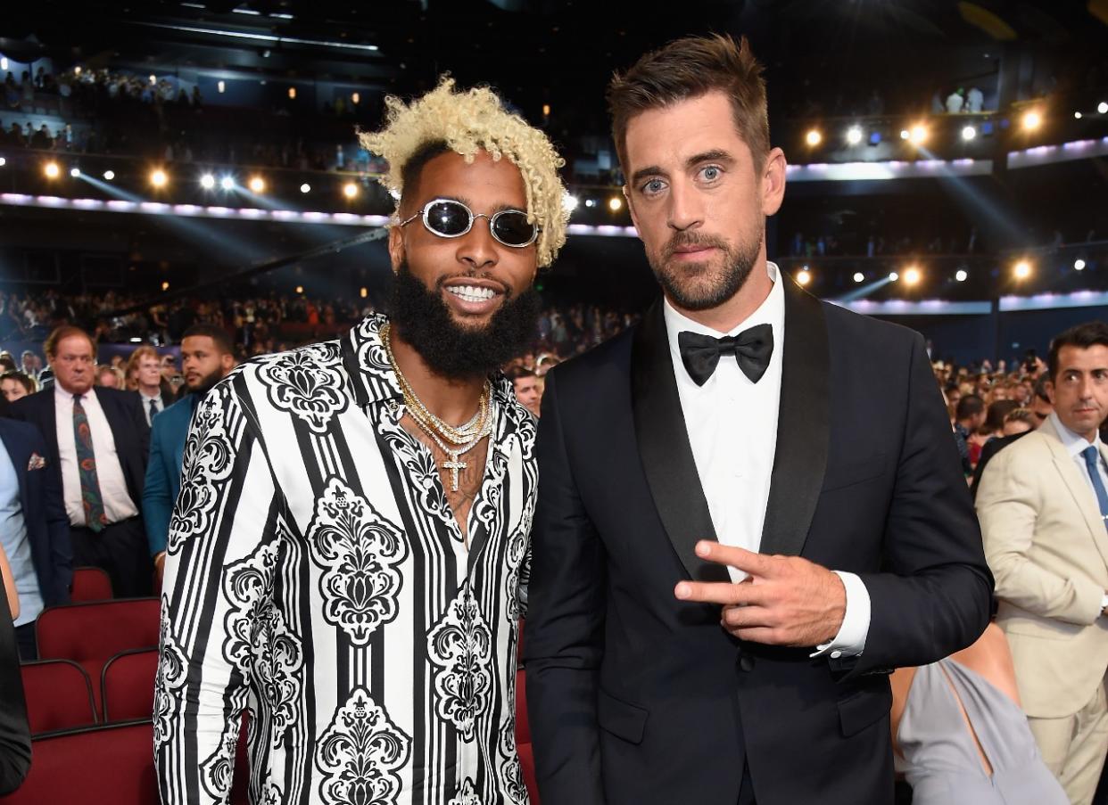 Bitcoin has been endorsed by the likes of Odell Beckham Jr. and Aaron Rodgers. On Monday, it crashed to $33,076 a share, a nearly 52 percent dive from its November peak. (Photo by Kevin Mazur/Getty Images)