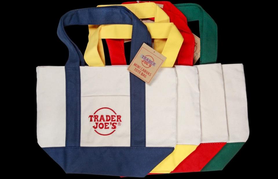 Trader Joe’s latest limited item is a $2.99 mini tote bag that comes in navy, yellow, red and green. Trader Joe's