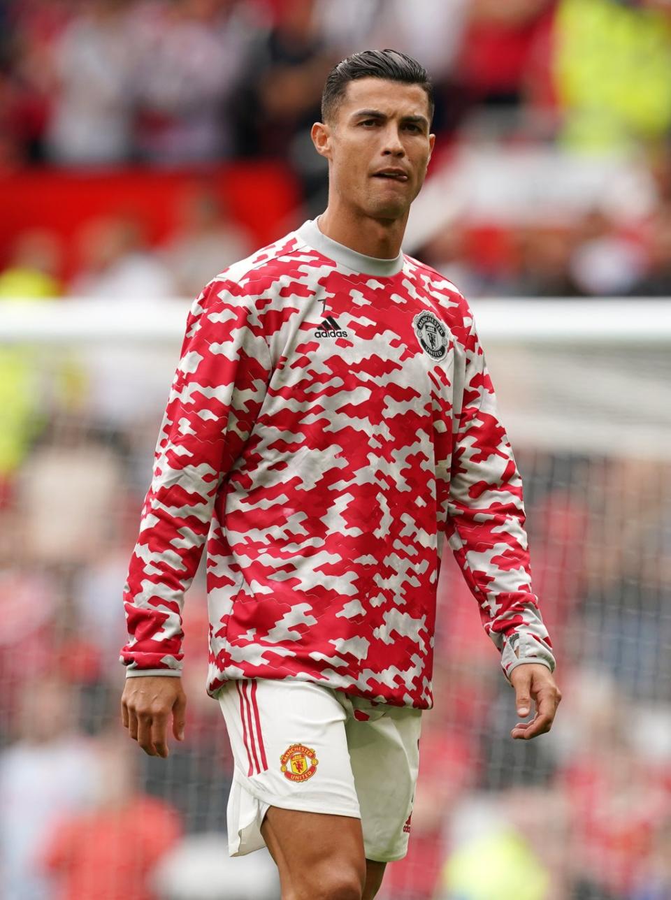 Manchester United’s Cristiano Ronaldo warms up prior to kick-off in the Premier League match at Old Trafford (PA) (PA Wire)