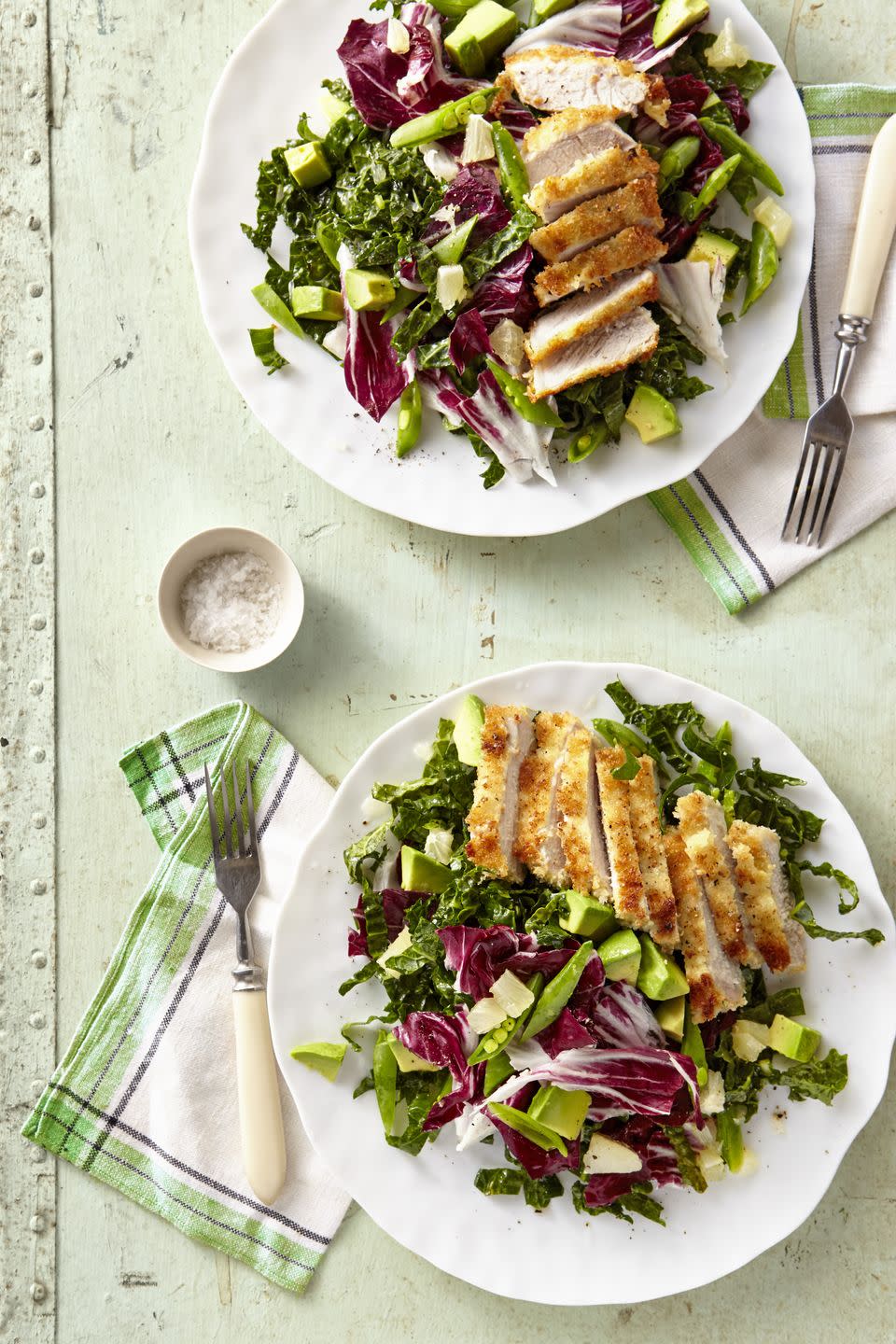 Breaded Pork Cutlet with Avocado-and-Shredded Kale Salad