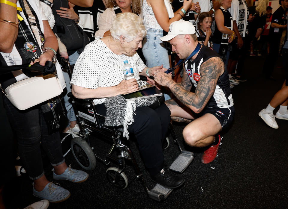 Jordan De Goey with his grandmother.