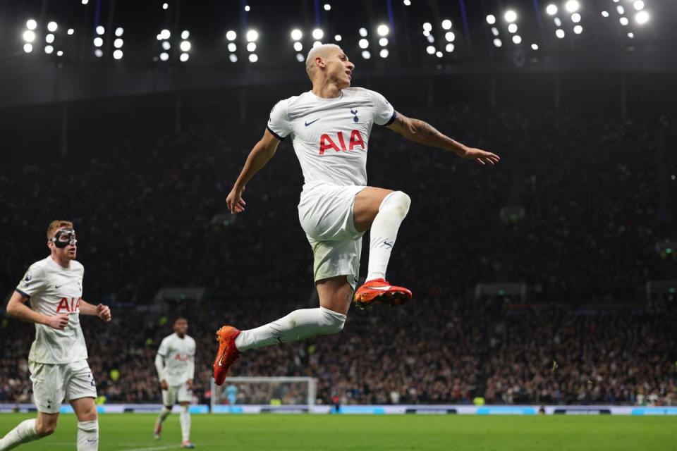 Richarlison scored twice in Tottenham’s 4-1 win over Newcastle (AFP via Getty Images)