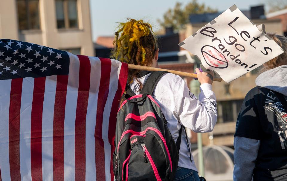 Protestors gather during the Medical Freedom Rally at the Pennsylvania Capital on Tuesday.