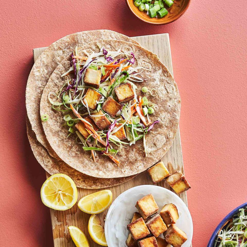 Crispy Smoked Tofu & Coleslaw Wraps