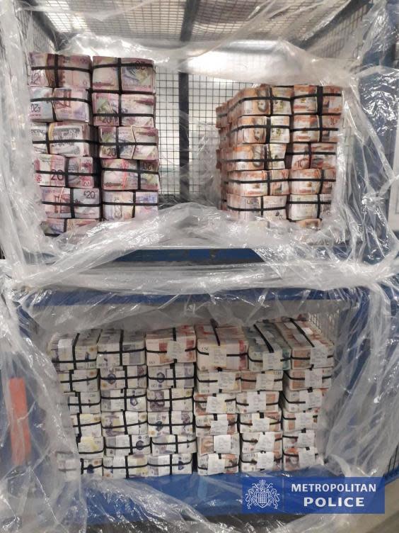 A photograph of £5.1m cash seized under Operation Venetic in London (Metropolitan Police)