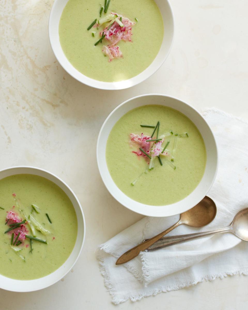 Creamy cucumber melon gazpacho from Daphne Oz's "Eat Your Heart Out: All-Fun, No-Fuss Food to Celebrate Eating Clean" cookbook.
