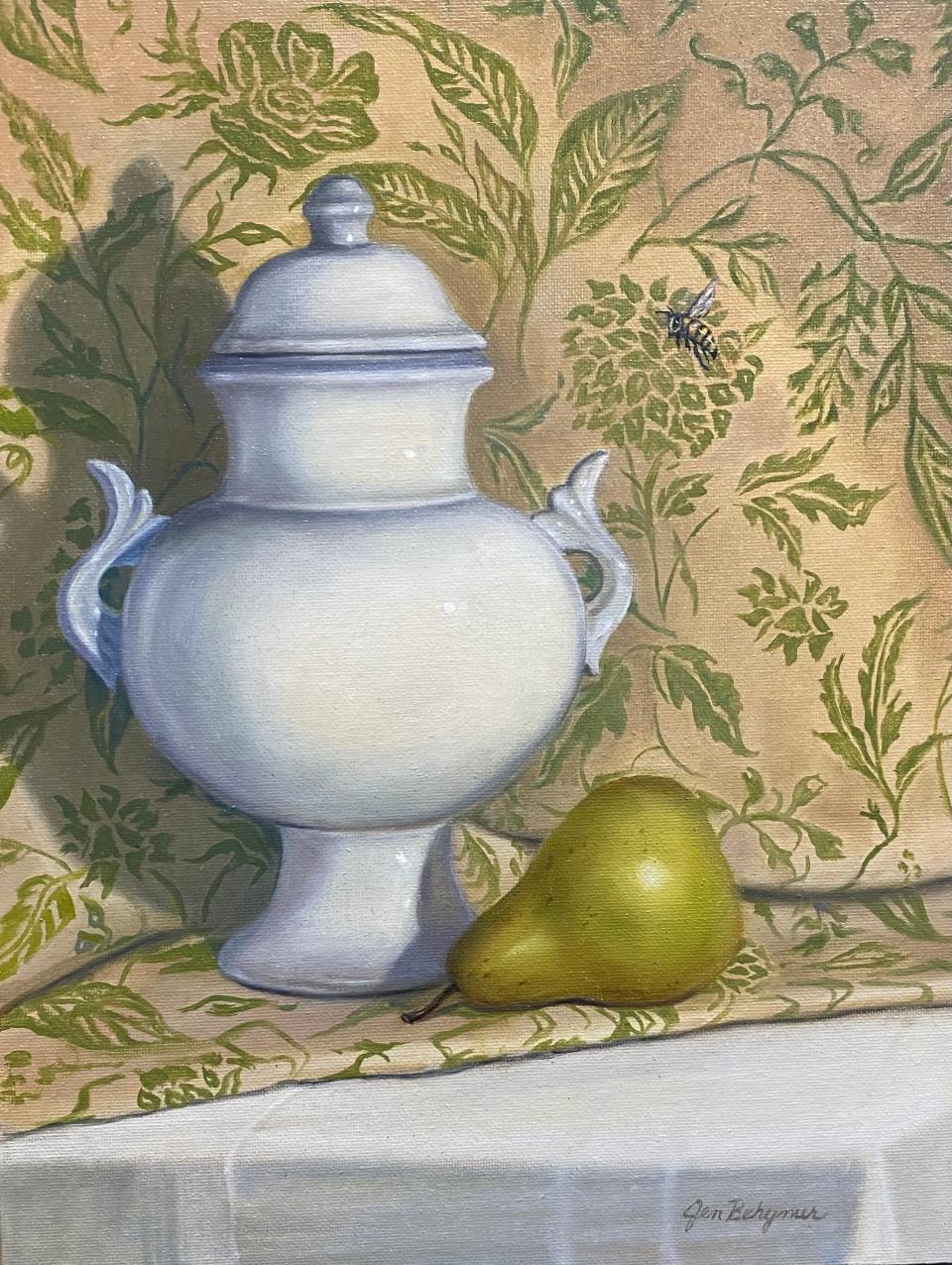 "Honey Pear" is an oil painting by Jennifer Behymer.