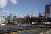 Construction cranes surround the base of the 30 Hudson Yards building, Wells Fargo & Co.'s future offices on Manhattan's west side in New York March 22, 2016. REUTERS/Brendan McDermid