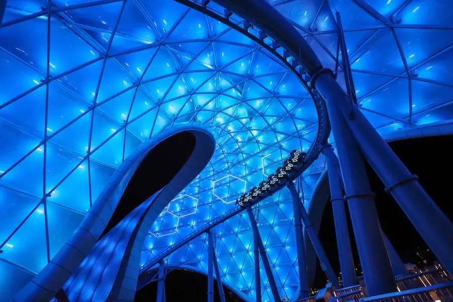 Walt Disney World on Monday shared a first look at the TRON Lightcycle / Run canopy officially powered on.