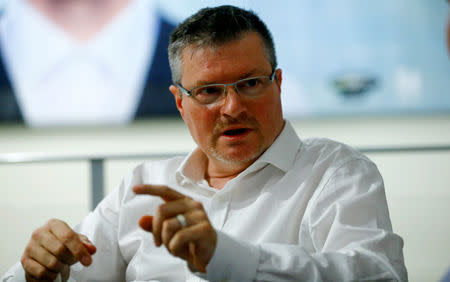 Christoph Meili, a former watchman who saved Holocaust-era records, gestures during an interview with Reuters in Zurich, Switzerland August 16, 2018. REUTERS/Arnd Wiegmann