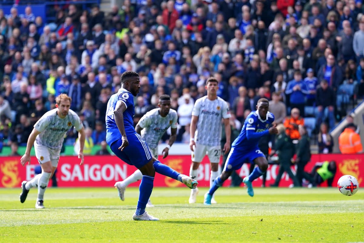 Kelechi Iheanacho scored Leicester’s equaliser on Saturday (Tim Goode/PA) (PA Wire)