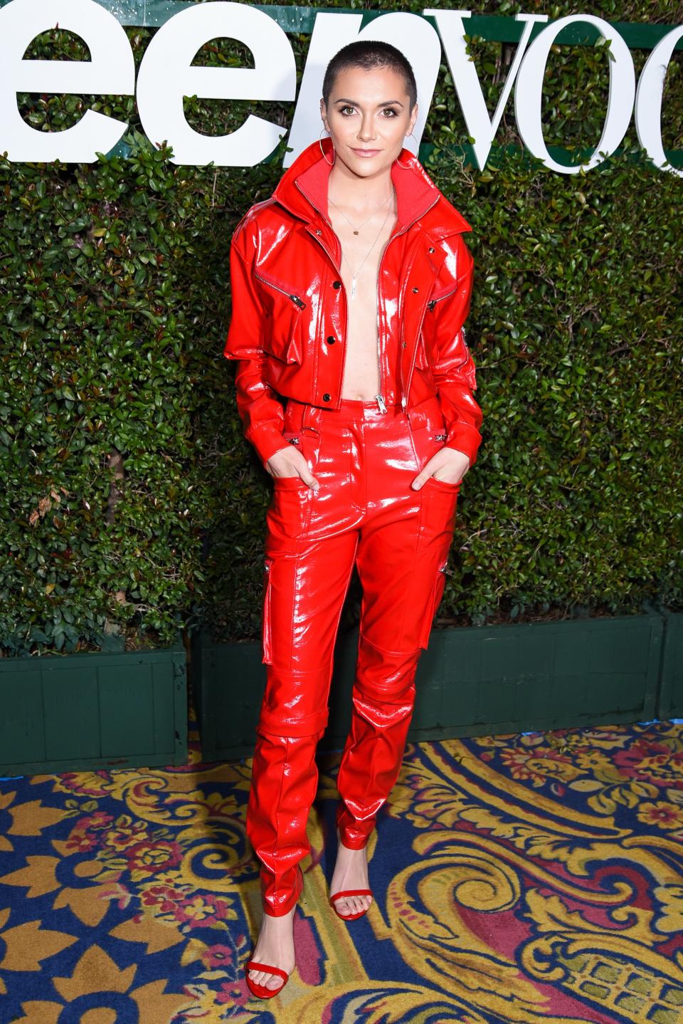 Disney alum Alyson Stoner was a bright and vivid vision in red.