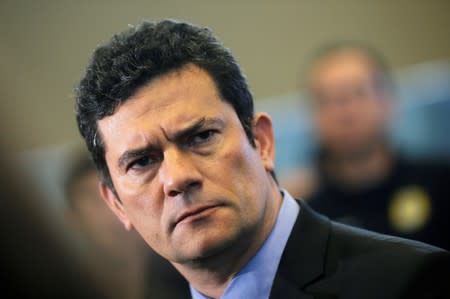 Brazil's Justice Minister Sergio Moro attends a ceremony at the Integrated Center of Command and National Control (CICCN) in Brasilia