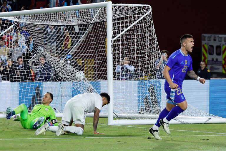 El desahogo de Lautaro Martínez cuando en marzo le convirtió a Costa Rica y cortó una racha de 777 minutos sin goles en el seleccionado