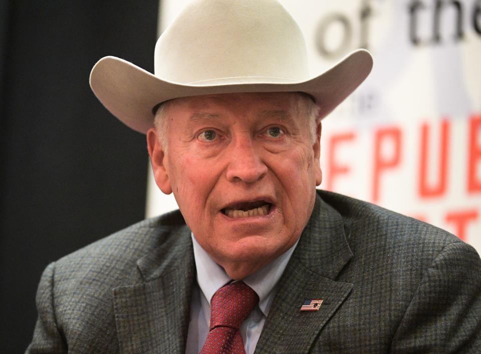 Former Vice President Dick Cheney speaks after receiving the "Statesman of the Year" award from the Sarasota Republican Party on Friday at the Hyatt Regency Sarasota. [Herald-Tribune staff photo / Dan Wagner]