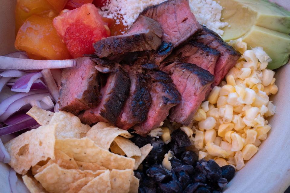 The Mexican warm bowl with prime steak Oct. 16, 2023, at Angie’s Prime Grill, 880 E. Lone Cactus Dr. in Phoenix.