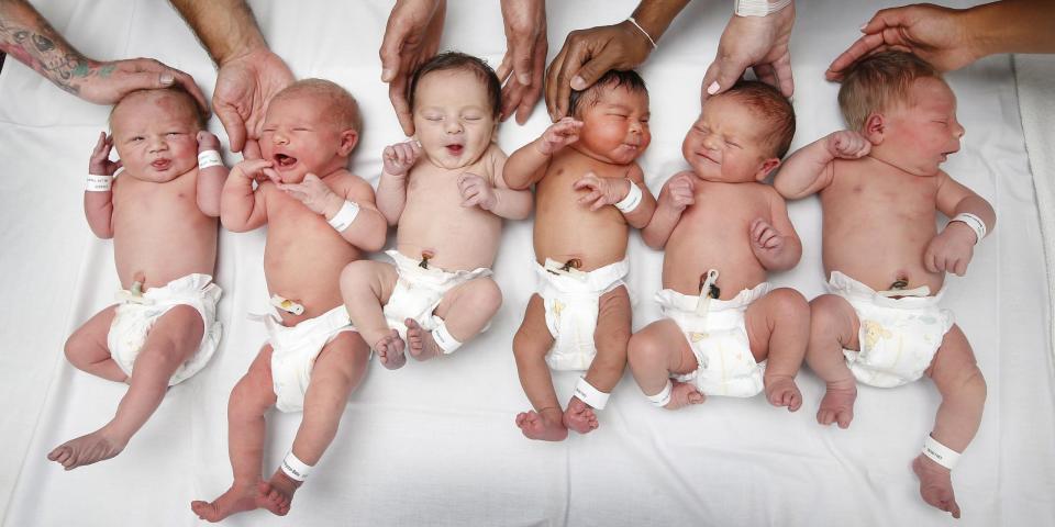 Generation V will see all babies born across Victoria in 2020 and 2021 will be invited to be enrolled in one of the world's birth largest cohorts.The Royal Women's Hospital were involved in the pilot testing for Gen V. New born babies Kyle, Zara, Samuel, Aria, Sebastian and Flynn at the Royal Women's Hospital.   Picture: David Caird