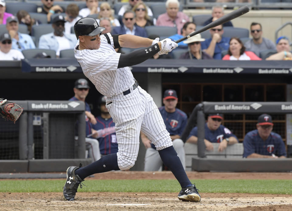 Yankees slugger Aaron Judge played through an injured left shoulder in 2017. (AP Photo/Bill Kostroun)