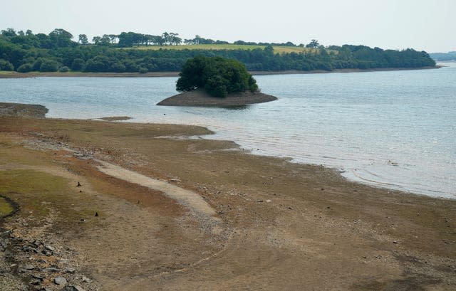 Low water levels at a Devon lake