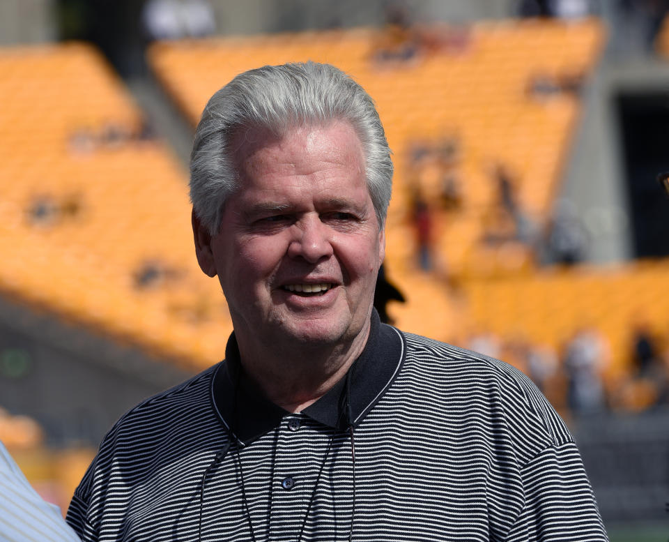 PITTSBURGH, PA - SEPTEMBER 28:  Dick Haley, former Director of Player Personnel for the Pittsburgh Steelers, looks on from the sideline before a game between the Steelers and the Tampa Bay Buccaneers at Heinz Field on September 28, 2014 in Pittsburgh, Pennsylvania.  The Buccaneers defeated the Steelers 27-24.  (Photo by George Gojkovich/Getty Images) 