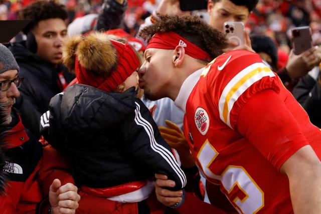 Patrick Mahomes celebrates sweet on-field moment after Super Bowl