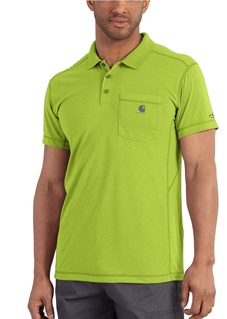 Carhartt Men's Force Extremes Pocket Polo in Sour Apple. (Photo: Amazon)