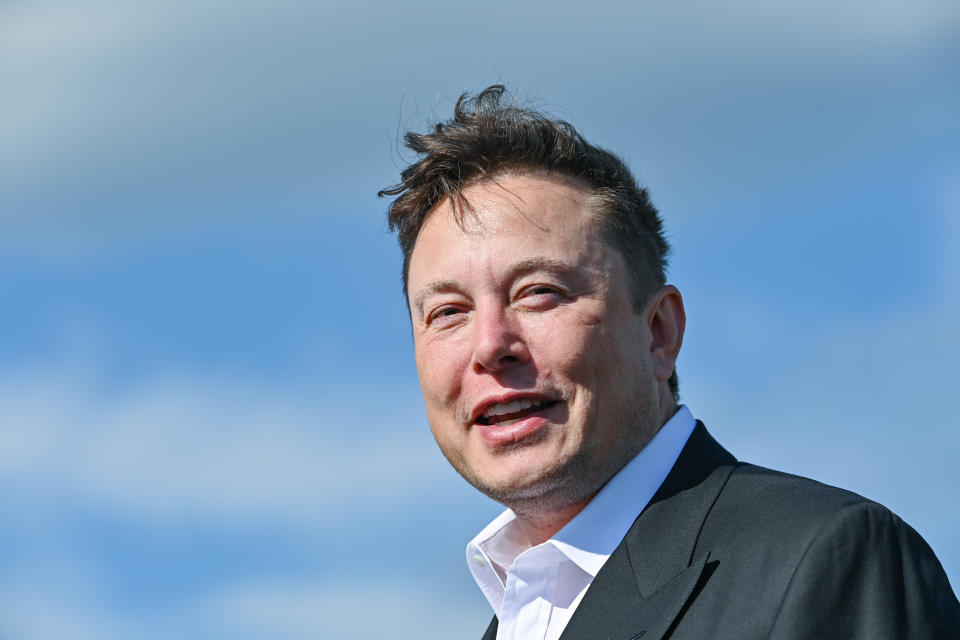 03 September 2020, Brandenburg, Grünheide: Elon Musk, head of Tesla, stands on the construction site of the Tesla Gigafactory. In Grünheide near Berlin, a maximum of 500,000 vehicles per year are to roll off the assembly line starting in July 2021. According to the plans of the car manufacturer, the maximum is to be reached as quickly as possible. Photo: Patrick Pleul/dpa-Zentralbild/ZB (Photo by Patrick Pleul/picture alliance via Getty Images)