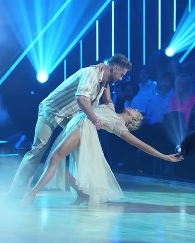 <p>Disney/Eric McCandless</p> Harry Jowsey and Rylee Arnold dance a rumba to Taylor Swift's "August."