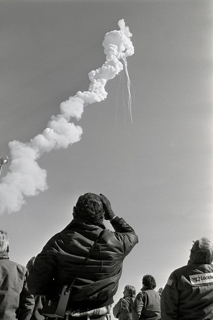 Space shuttle Challenger explodes