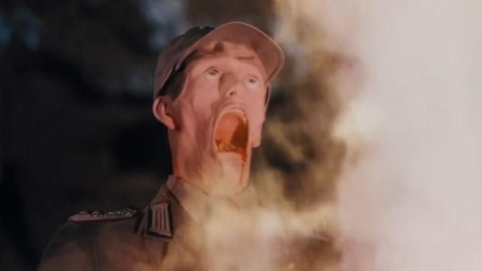 A Nazi colonel's face implodes in Raiders of the Lost Ark