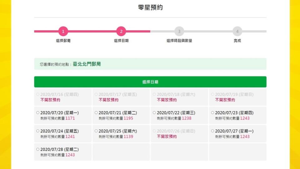 較大間的郵局一天可以預約1,000張以上，中小型郵局一天則只能預約100多張。（圖／中華郵政）