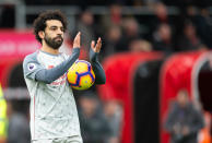 <p>Mohamed Salah kept the match ball after his hat-trick in Liverpool’s 4-0 win at Bournemouth (Mark Pain/PA) </p>