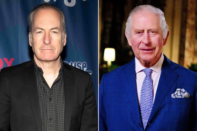 <p>Corine Solberg/Getty, Victoria Jones - Pool/Getty</p> Bob Odenkirk learned in the most recent episode of 'Finding Your Roots' that's related to King Charles.