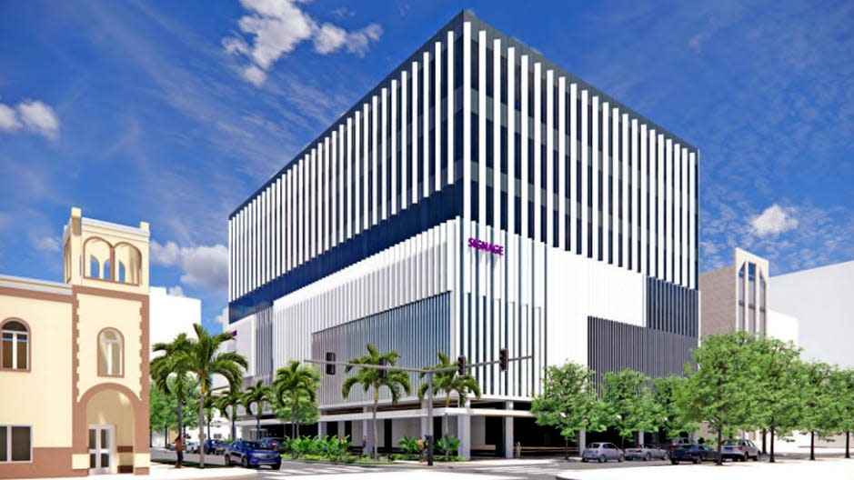 Rendering of proposed medical tower in downtown West Palm Beach for NYU Langone Health.