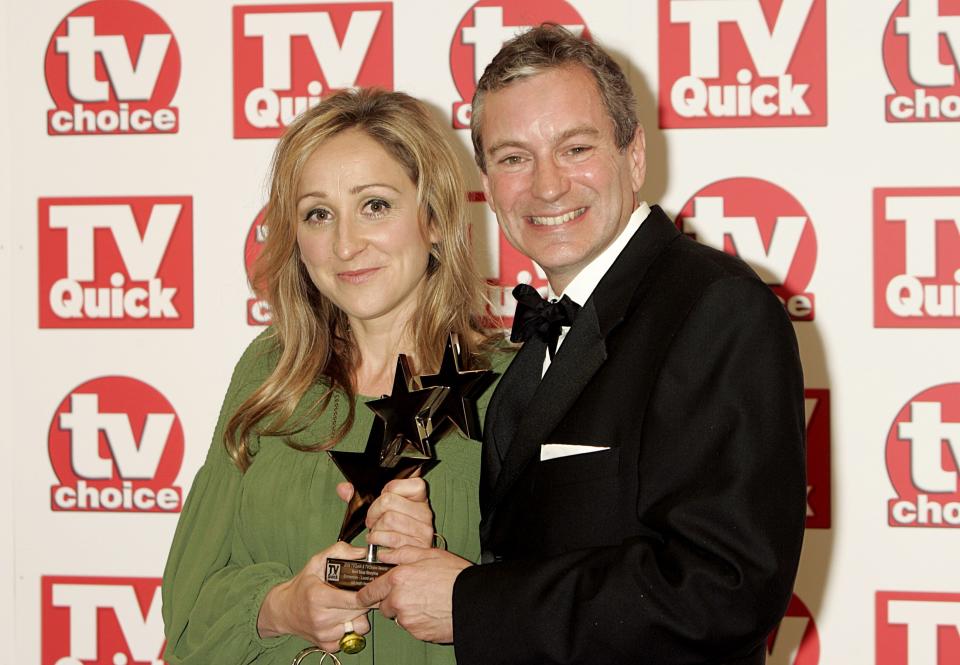 John Middleton and Charlotte Bellamy with the award for best soap storyline, at the TV Quick and TV Choice awards 2008, at The Dorchester, Park Lane, London.