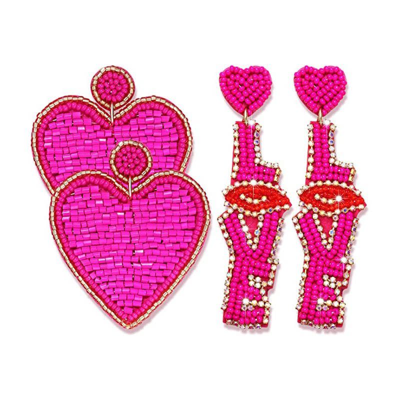 Beaded Heart Earrings