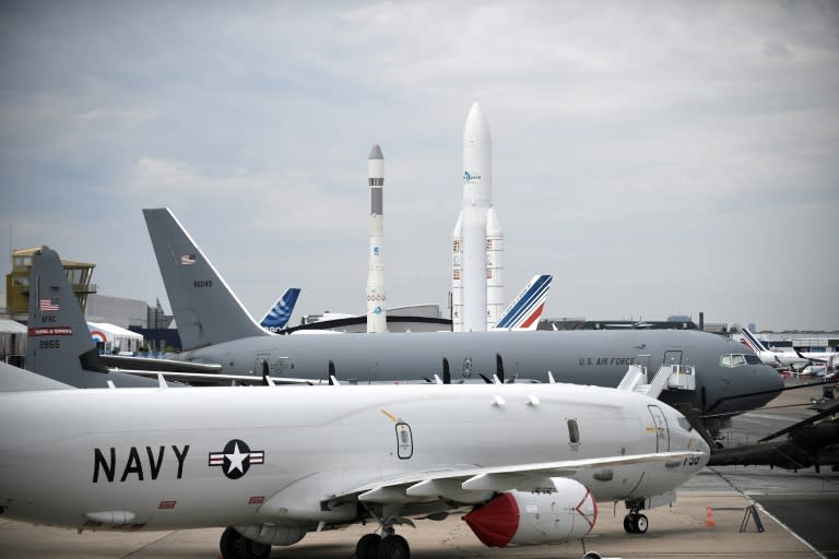 US Air Force and Navy aircraft on display ahead of Monday's opening of the Paris Air Show (JULIEN DE ROSA)