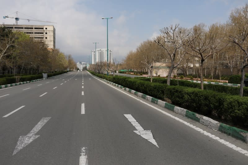 General view of a deserted street, during the intercity ban, amid fear of coronavirus disease (COVID-19), in Tehran