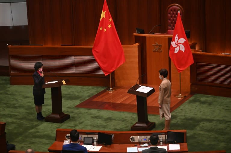 Authoritarian China has portrayed its new political system for Hong Kong as a way to return stability (AFP/Peter PARKS)