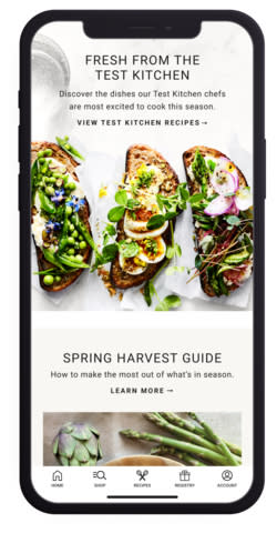 Williams Sonoma Launches New App with Recipes, Registry Services and Enhanced Shopping Experience (Graphic: Williams Sonoma)