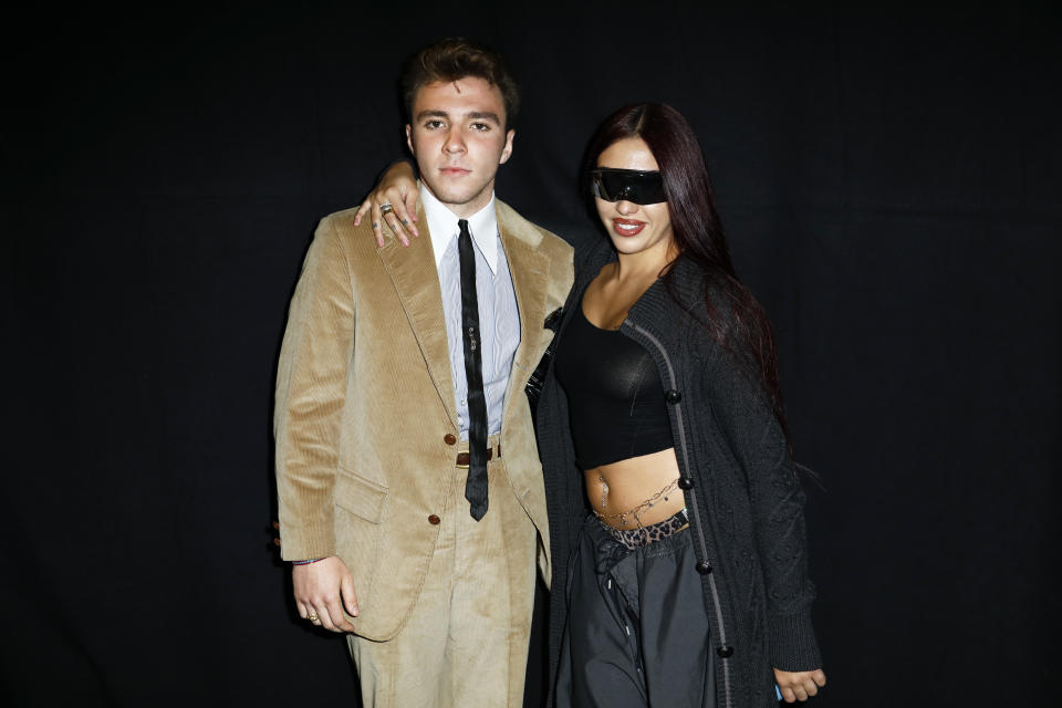 Rocco Ritchie is pictured backstage with his sister Lourdes Leon after the Marine Serre Menswear Spring Summer 2023 show as part of Paris Fashion Week on June 25, 2022 in Paris, France. (Photo by Julien Hekimian/Getty Images)