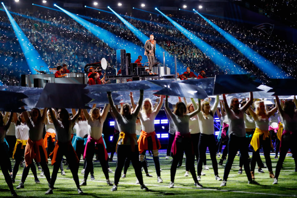 <p>Justin Timberlake performs during the Pepsi Super Bowl LII Halftime Show at U.S. Bank Stadium on February 4, 2018 in Minneapolis, Minnesota. </p>