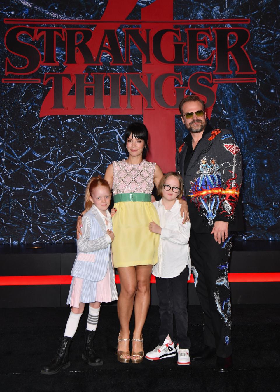 Lily Allen, David Harbour, and children at Stranger Things season 4  premiere