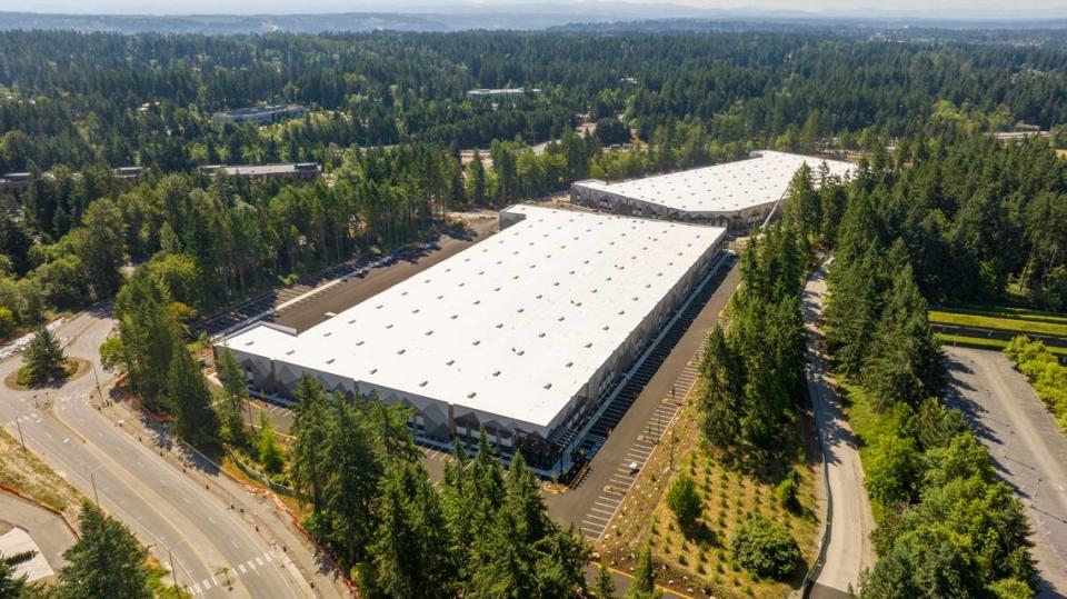 Building A, (foreground) was recently fully leased by Amazon at the Woodbridge Corporate Campus in Federal Way. The buildings in total add up to about 440,000 square feet of Class A industrial space.