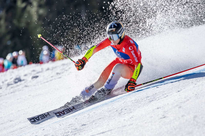 Switzerland's Lara Gut Behrami competes during the women's Giant Slalom event of FIS Ski Alpine World Cup in Saalbach. Johann Groder/APA/dpa
