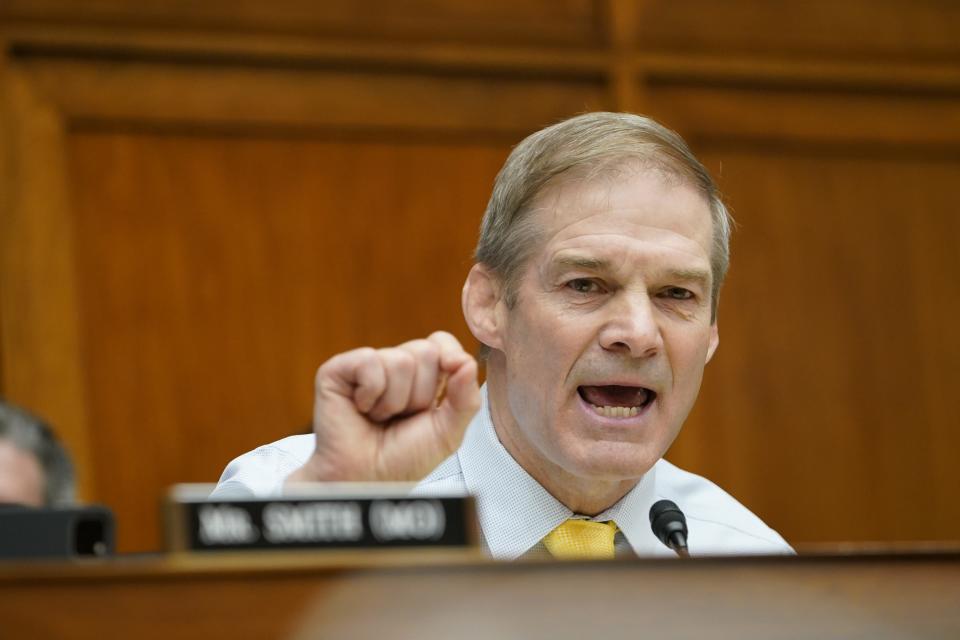 Rep. Jim Jordan, R-Ohio, delivers remarks at the House Committee on Oversight and Accountability hearing examining potential abuse of public office by Joe Biden on March 20, 2024.