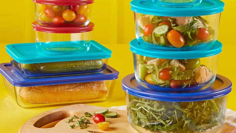 Whether it's a small bunch of leftover salad or a delicious pastry, Pyrex's glass containers can keep things fresh.