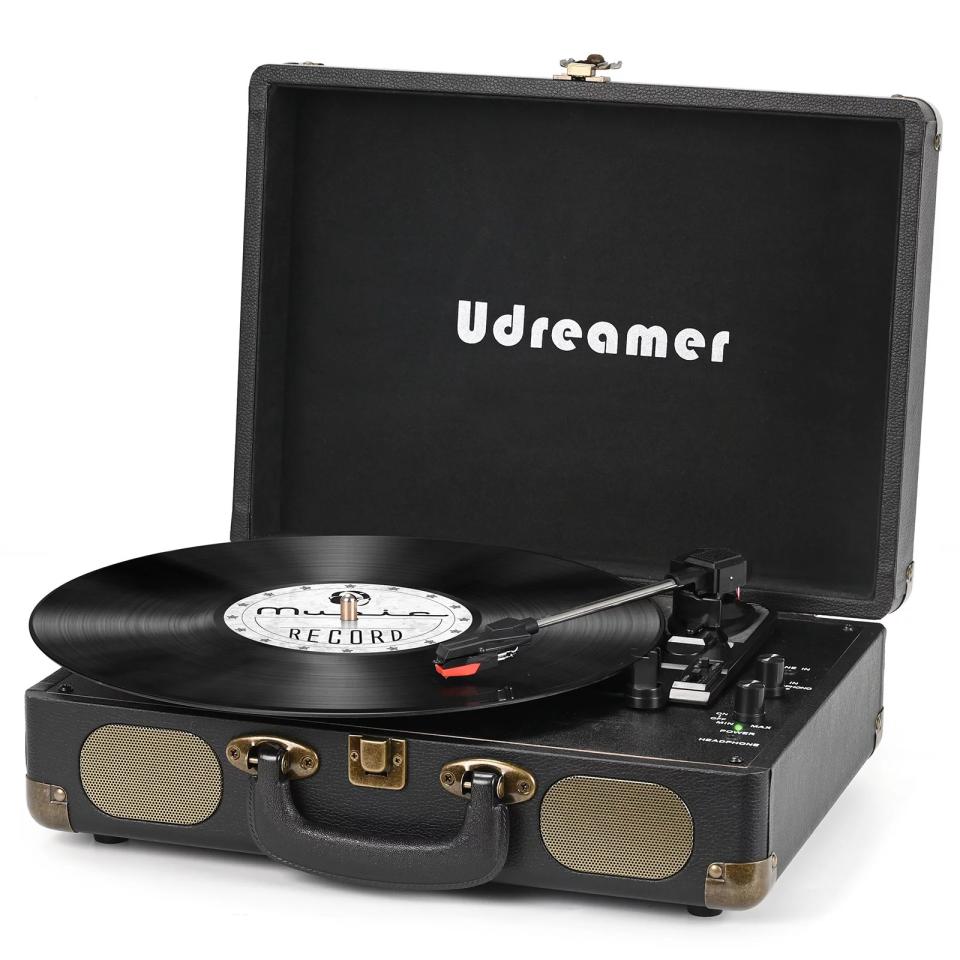 black suitcase record player