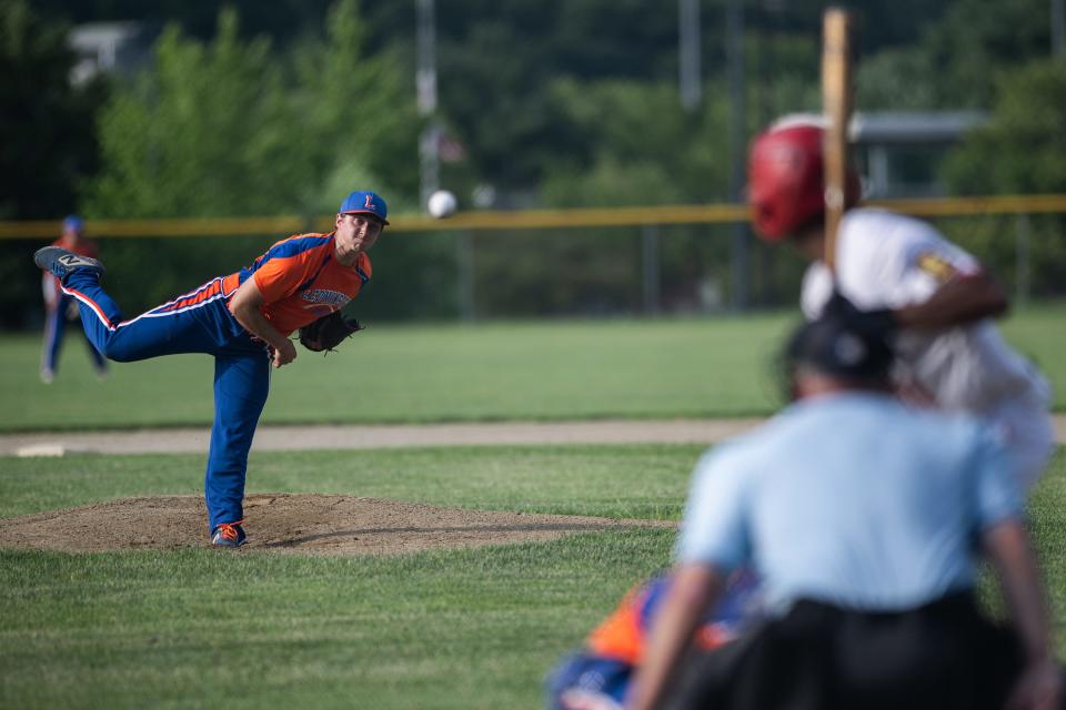 Leominster Post 151's Adam Bessette pitches versus Hudson Post 100 on Friday.