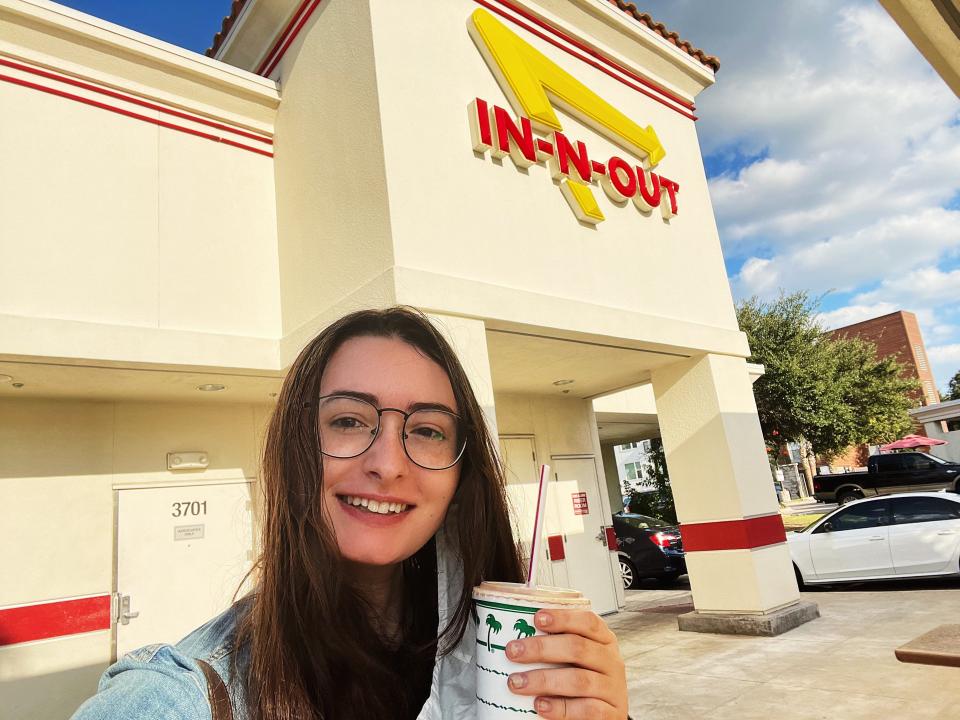 the author standing out in n out